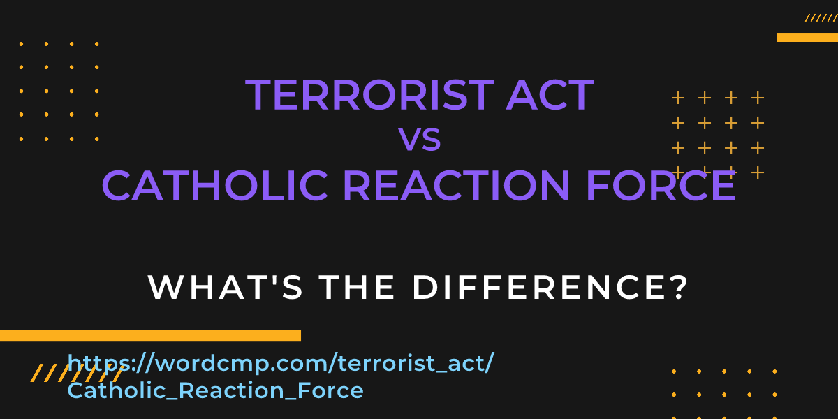 Difference between terrorist act and Catholic Reaction Force