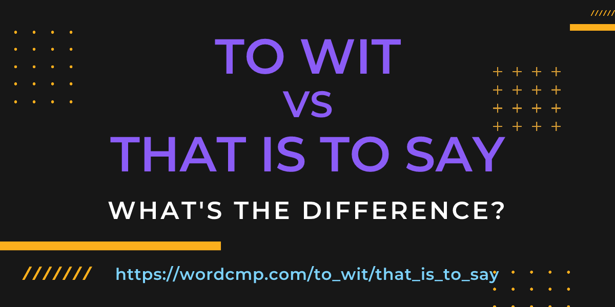 Difference between to wit and that is to say