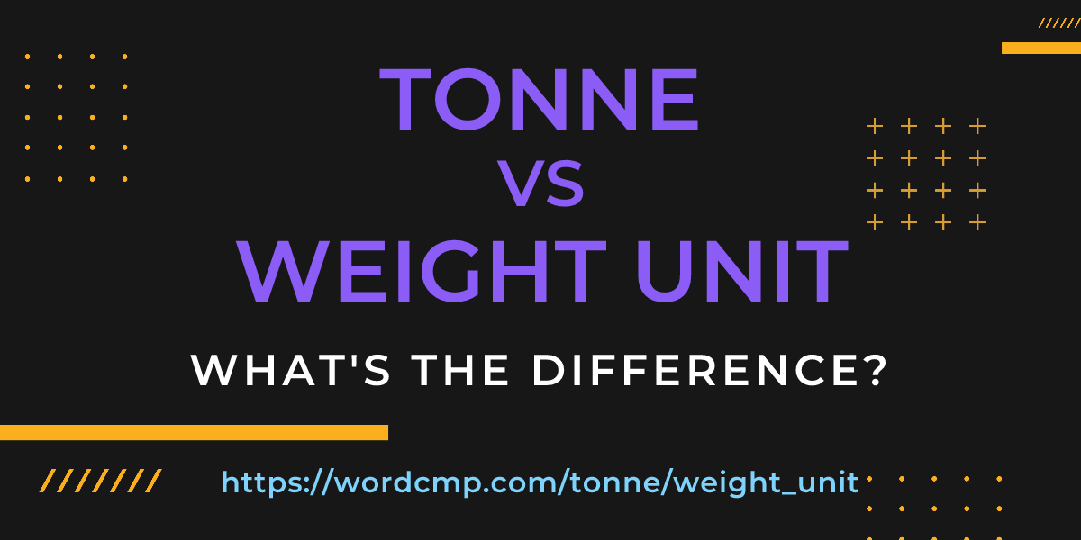 Difference between tonne and weight unit