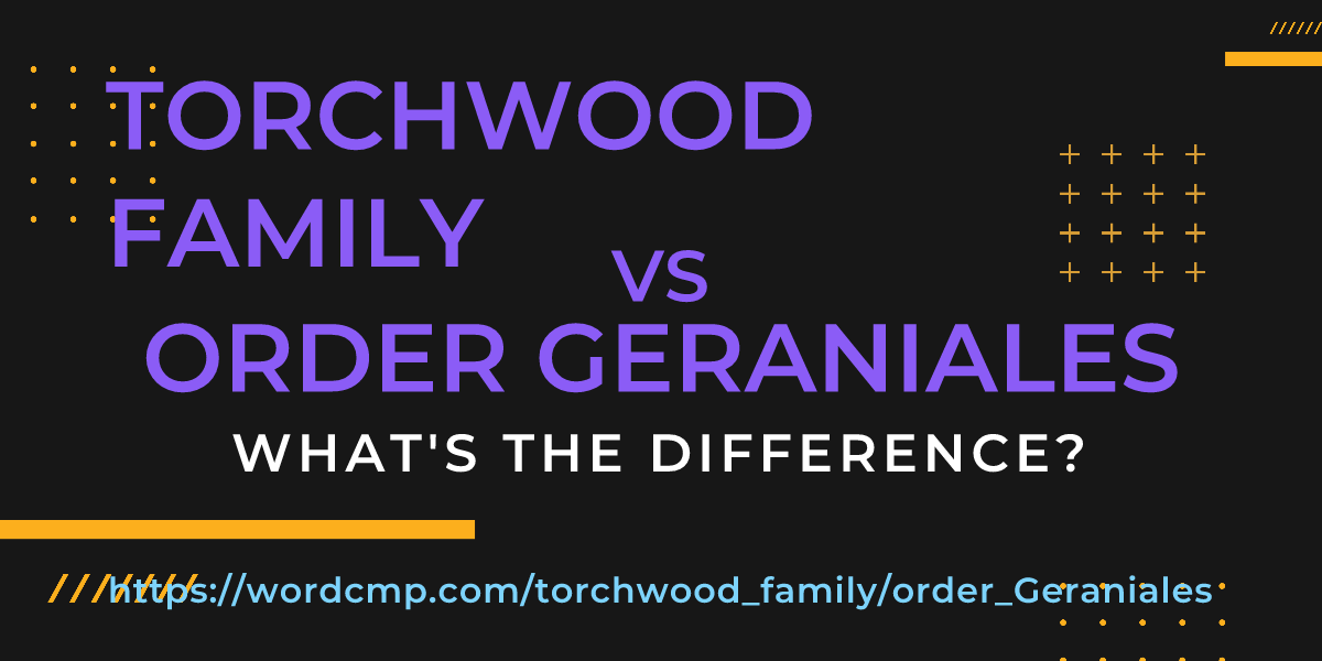 Difference between torchwood family and order Geraniales