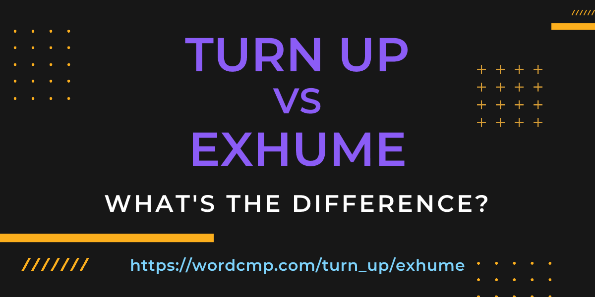 Difference between turn up and exhume