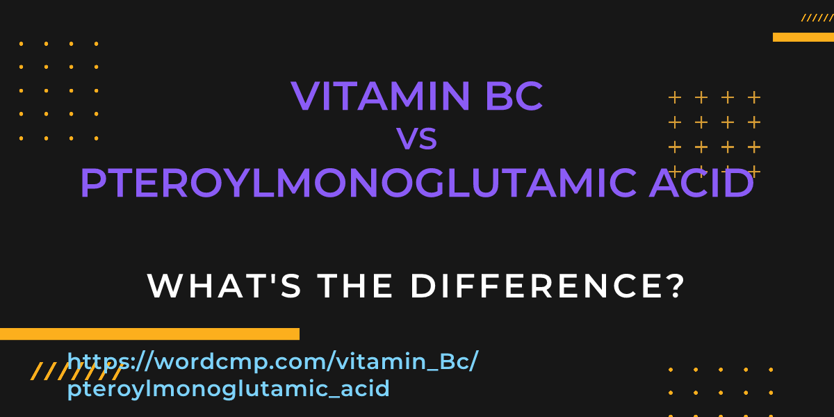 Difference between vitamin Bc and pteroylmonoglutamic acid