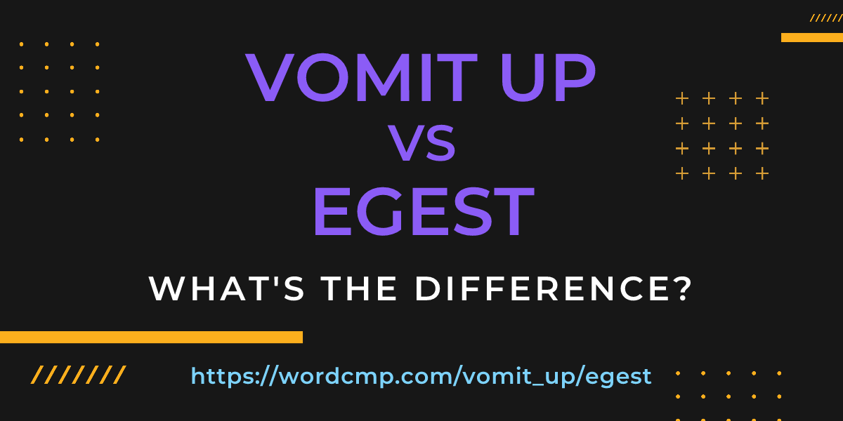 Difference between vomit up and egest