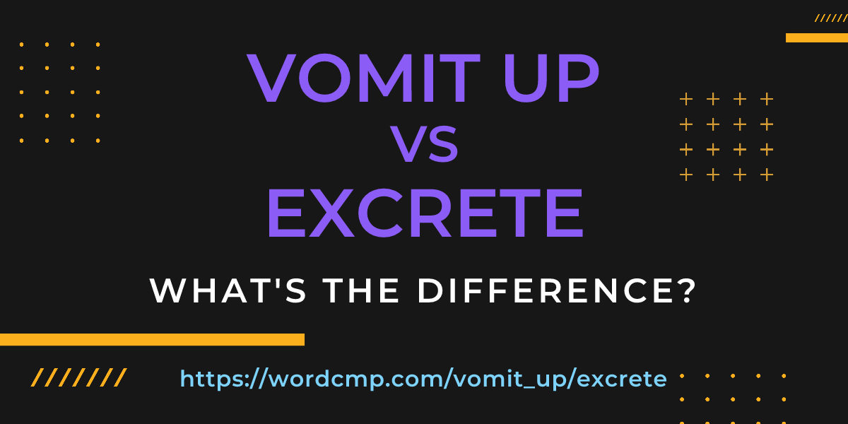 Difference between vomit up and excrete
