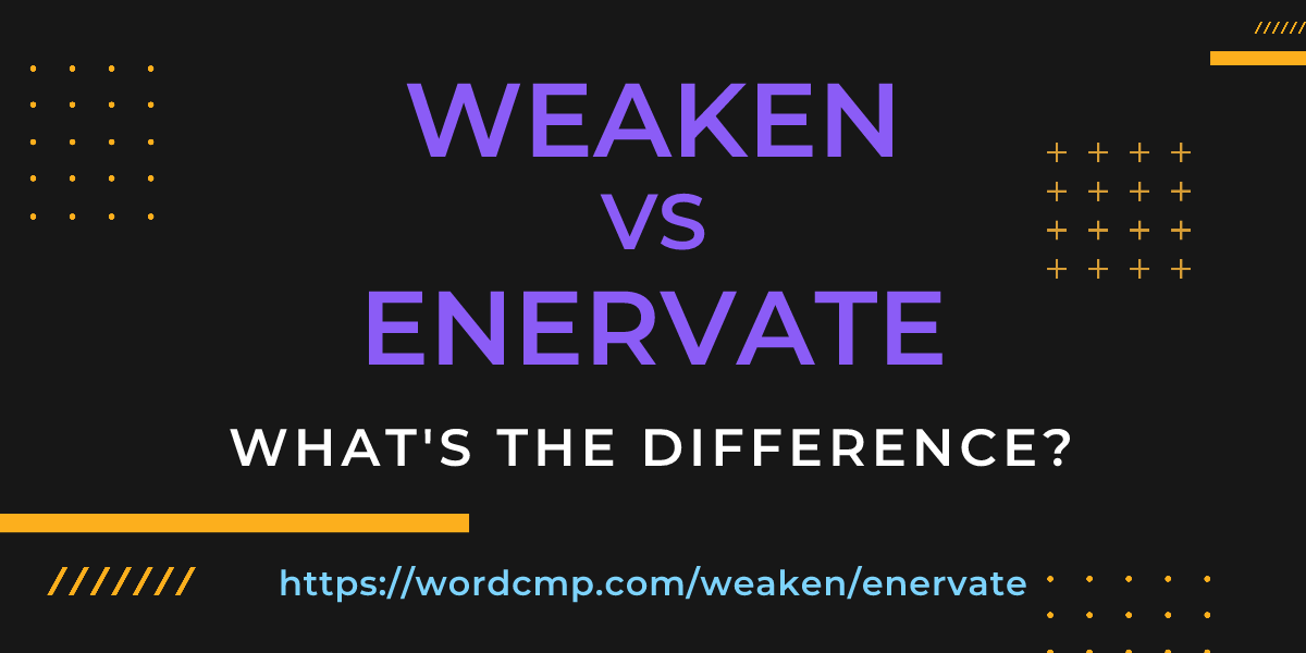 Difference between weaken and enervate