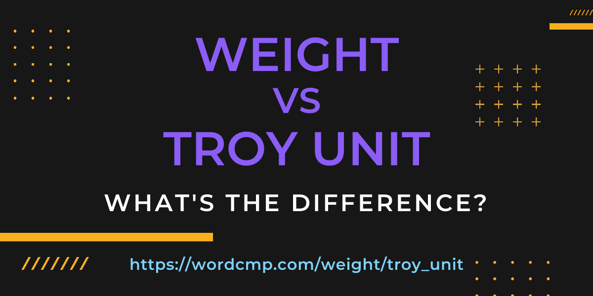 Difference between weight and troy unit