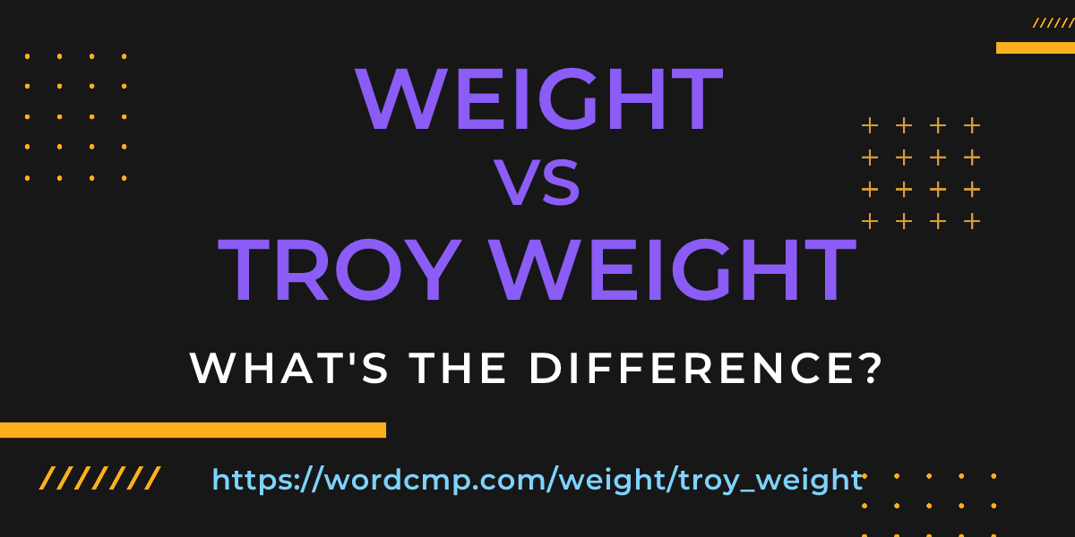 Difference between weight and troy weight